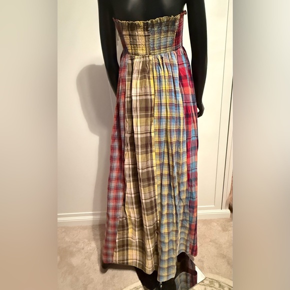 Vibrant Plaid Strapless Maxi Dress - Picture 3 of 4